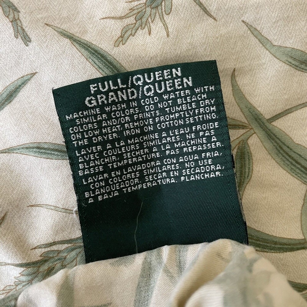 Ralph Lauren Desert Plains Perennial cream green Queen Duvet Italy Vintage - Picture 4 of 4